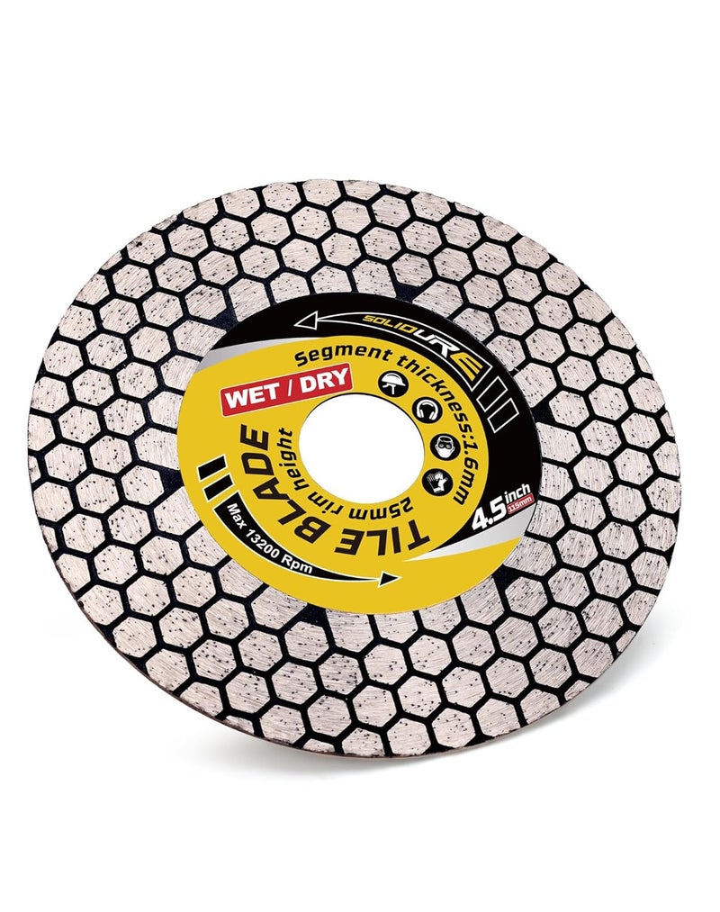 solidure 4.5“ Tile Blade Porcelain Cutting Blade Cutting and Grinding for Granite Marble Porcelain Tiles - Image 2